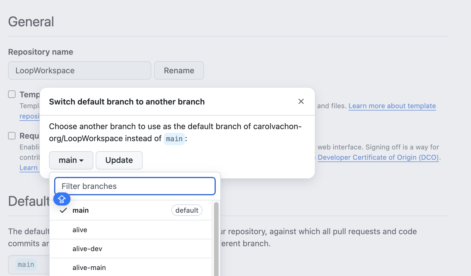 Browser Build – Change Default Branch | Loop and Learn