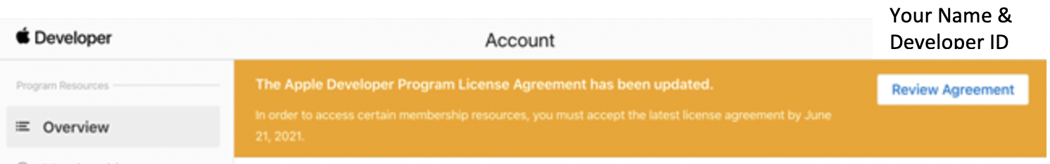 Apple License Agreement banner