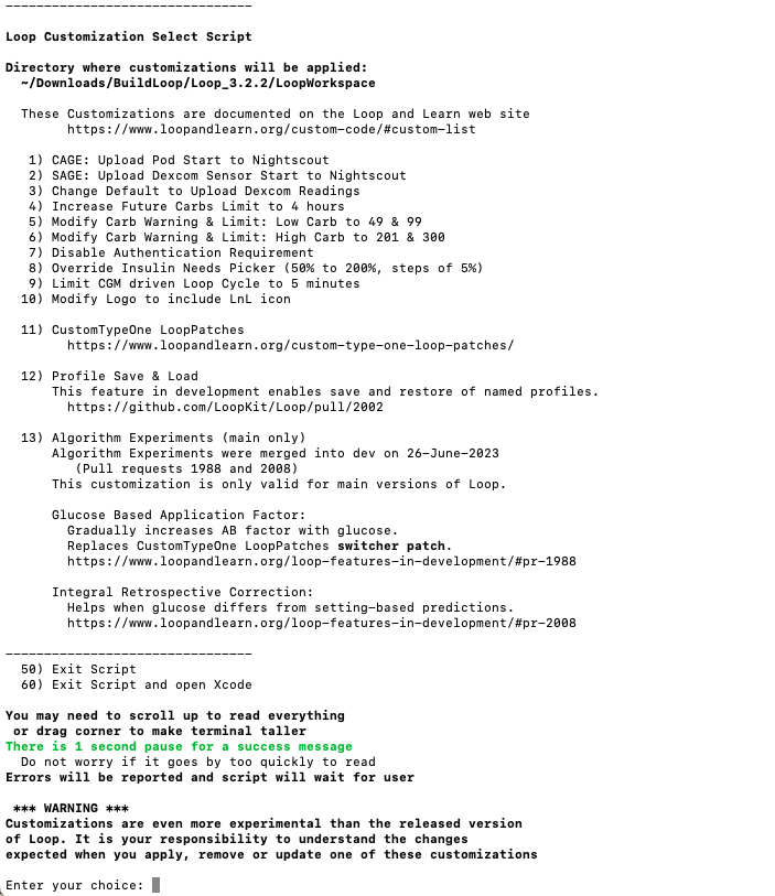 CustomizationSelect-example-screenshot List of customizations provided by the CustomizationSelect script